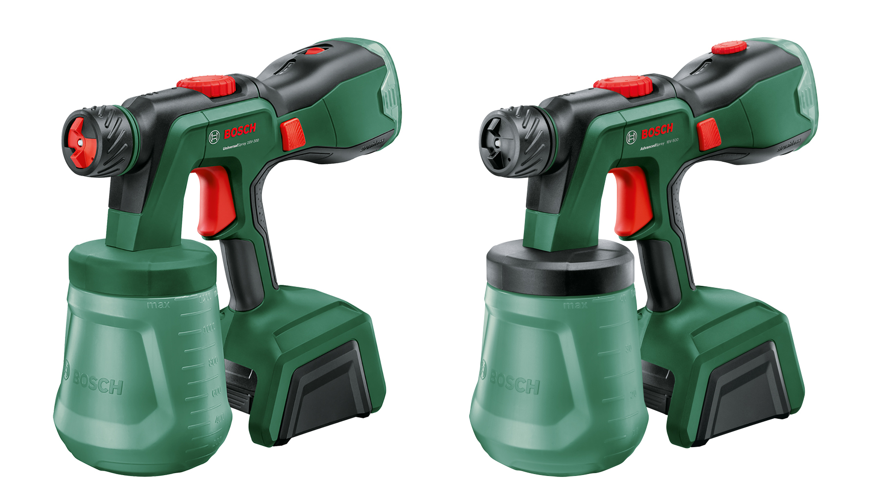 Universal Spray 18 V 300 und Advanced Spray 18 V 500 komplettieren Akku Farbsprüh Portfolio von Bosch für Heimwerker